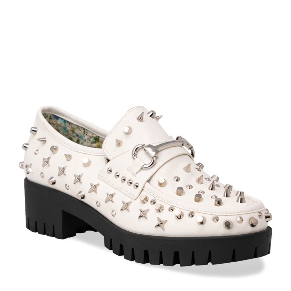 Chase+Chloe white studded loafers size 10